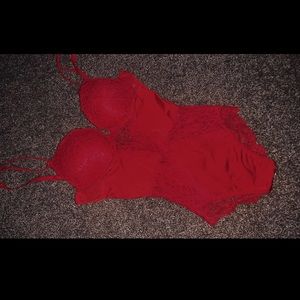 Red lace bodysuit